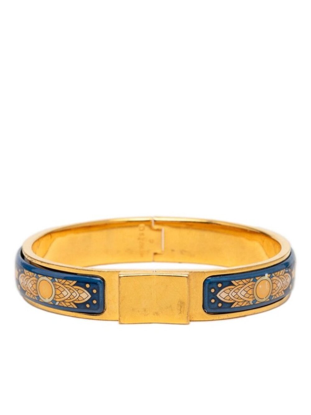Hermes Enamel PM Cloisonne Bracelet Gold Blue Plated